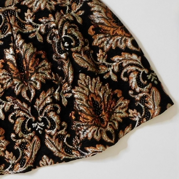 GIANNI BINI Lordice Metallic Brocade Floral Pleated Mini Skirt Festive Party M - Picture 5 of 11